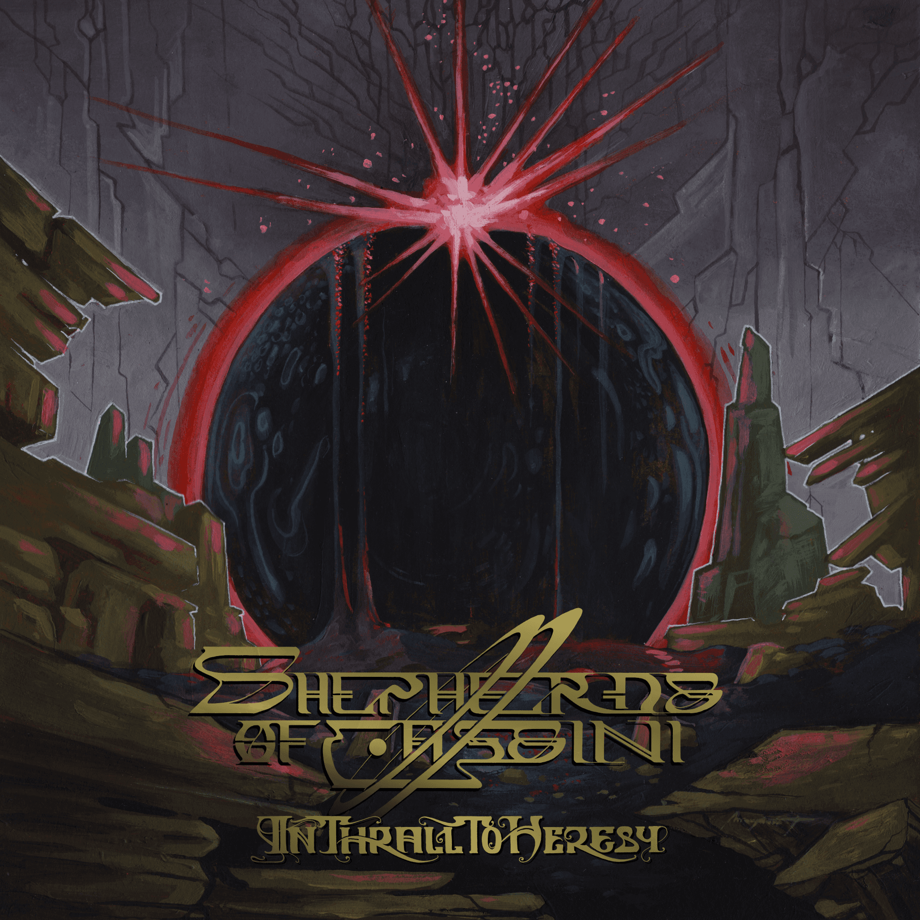 Shepherds of Cassini, In Thrall to Heresy, album cover, artwork by Moonroot